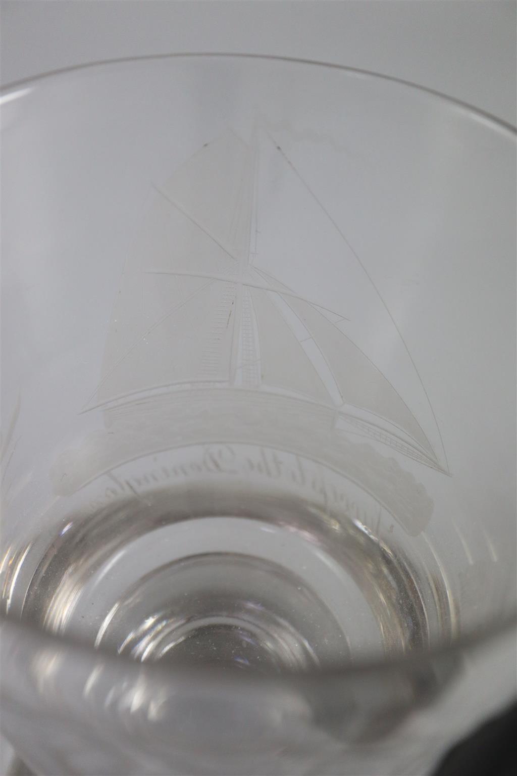 A large glass nautical themed rummer, first half 19th century, 19cm high